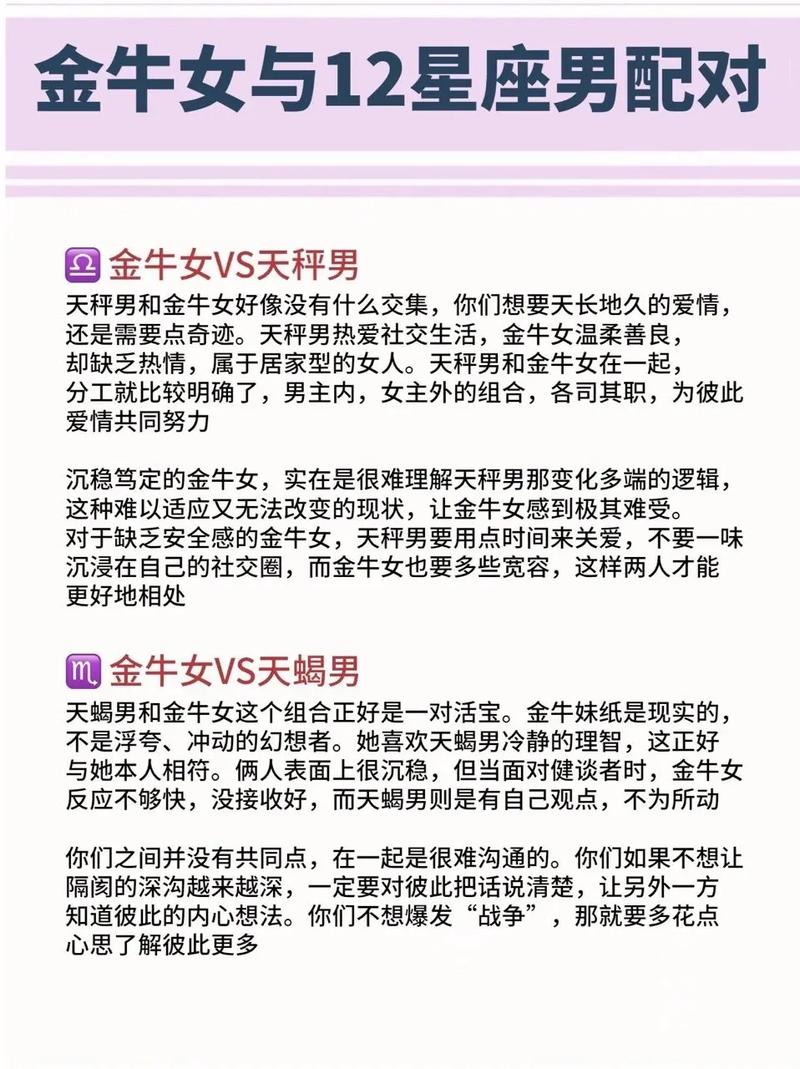 金牛座配对星座配对表，金牛座配对,金牛座与12星座配对