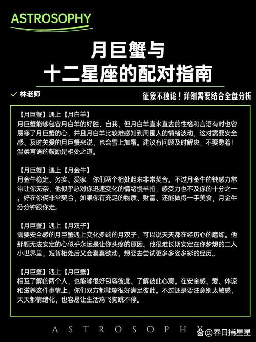 巨蟹座的性格善良,敏感又多疑,巨蟹与十二星座的配对会有怎样的结果呢...