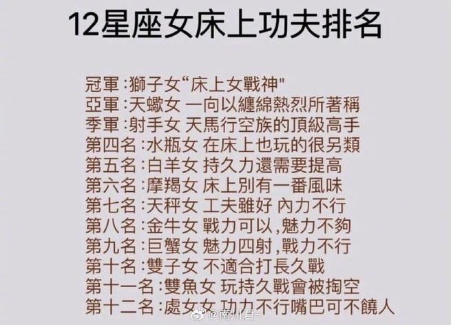 12星座床上有什么恶习