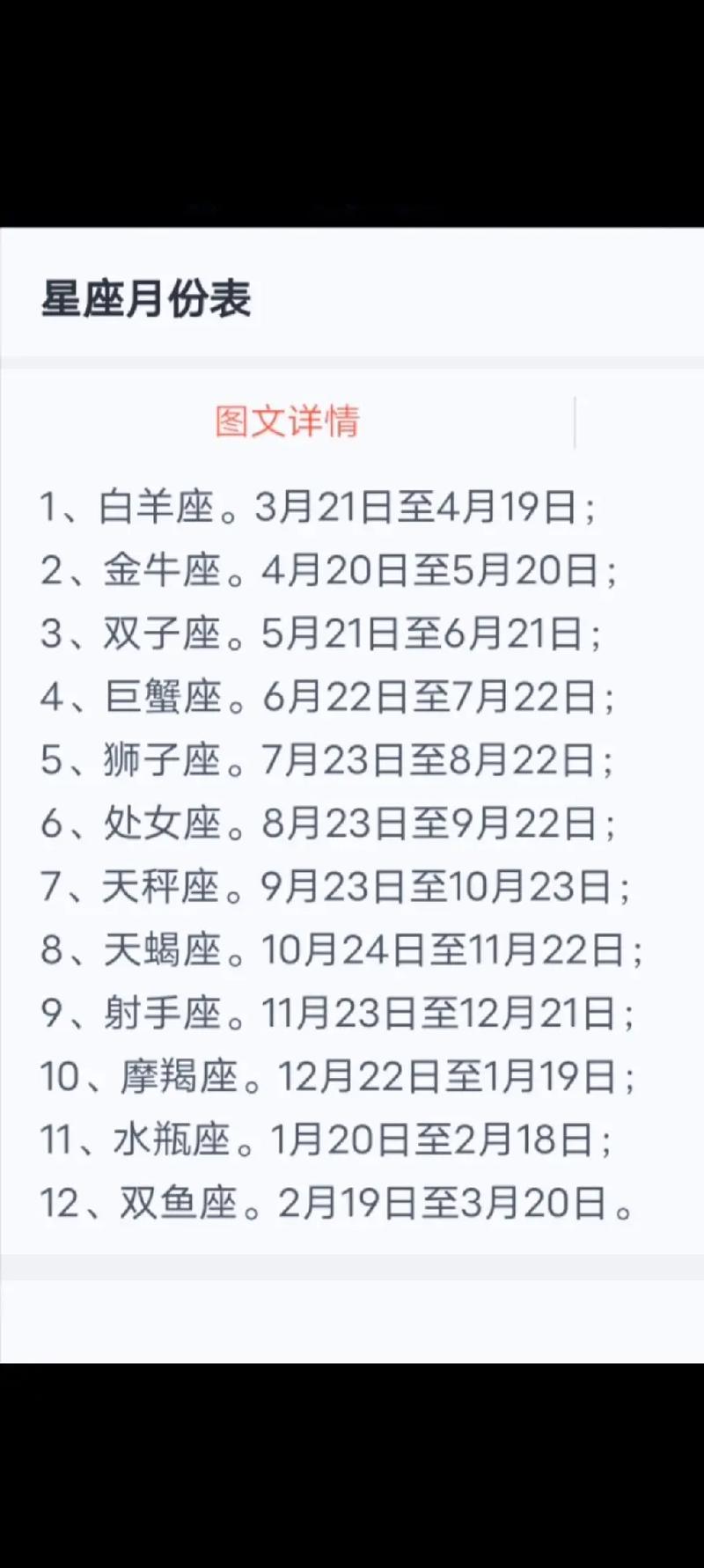 12星座分别是几月份,12星座各是几月几日到几月几日的??