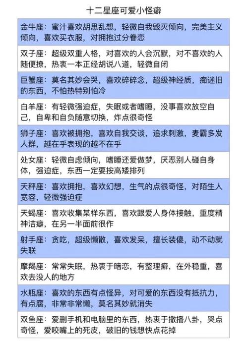 12星座女人的性格怪癖