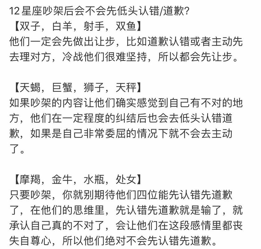 吵架后,不管有错没错,总会主动认错的星座有哪些?