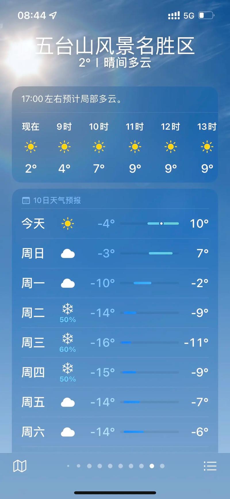 五台山24曰至28日天气预报