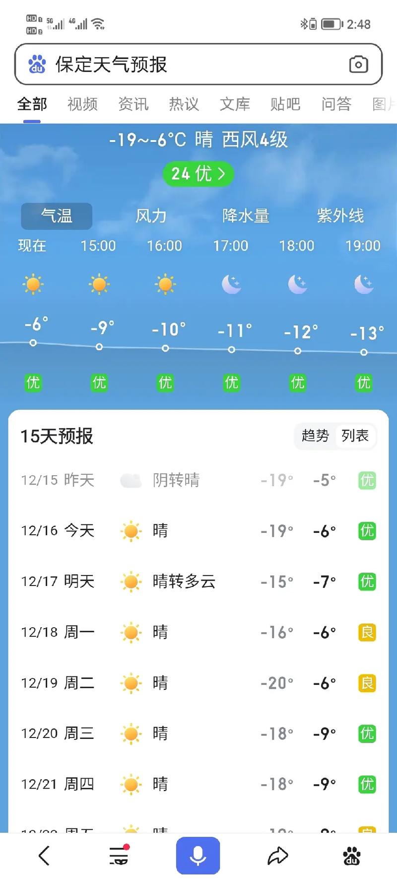 保定市天气预报